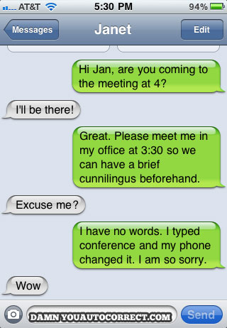 funny auto-correct texts - 15 Most Popular Autocorrects From April 2011