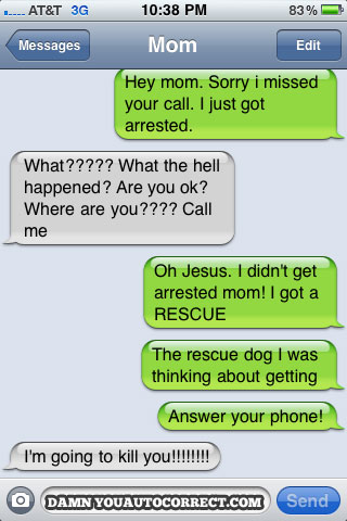 funny auto-correct texts - 10 Most Popular Autocorrects From December, 2010