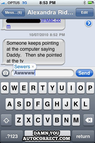 funny auto-correct texts - Awwww… Sewers!