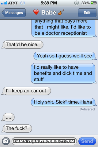 funny auto-correct texts - Sick Time