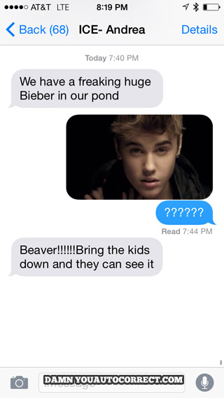 funny auto-correct texts - Seeing is Beliebing