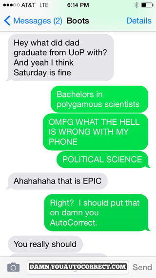 funny auto-correct texts - 11 Times Autocorrect Did College Wrong