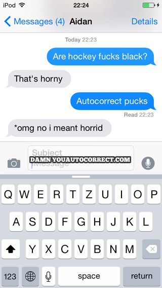 funny auto-correct texts - Hockey Question