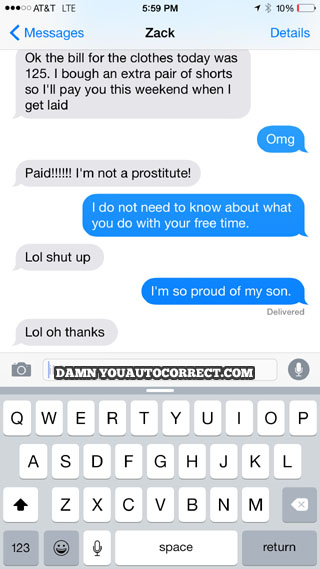 funny auto-correct texts - Son’s Side Job