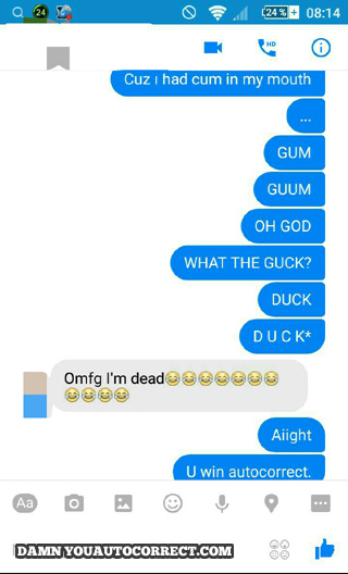 funny auto-correct texts - Sticky Situation: 5 Funny Autocorrects About Gum