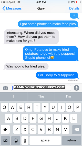 funny auto-correct texts - Aye, Matey!