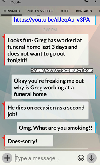 funny auto-correct texts - Dead-end Job