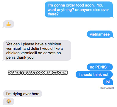 funny auto-correct texts - Food Order Gone Wrong