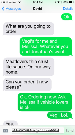 funny auto-correct texts - 12 Times Autocorrect Almost Ruined Pizza Night