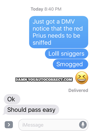 funny auto-correct texts - Smelly Car